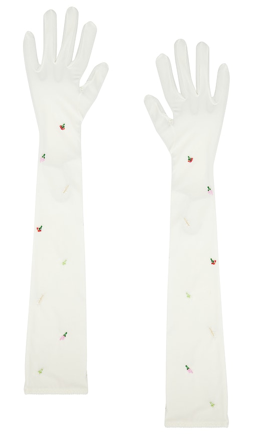 Shop Anna October Lara Long Gloves In Ivory