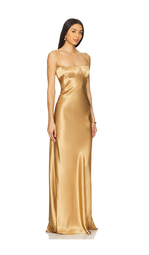 Anna October Tulip Maxi Dress In Metallic Gold
