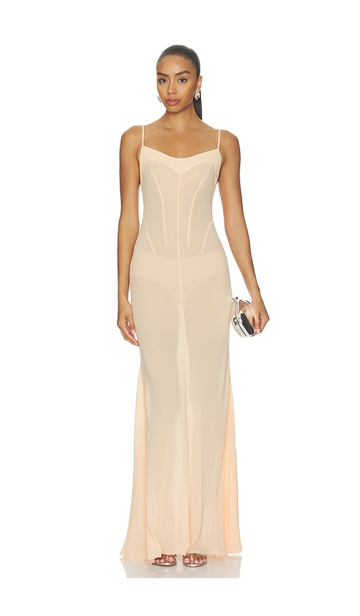 Anna October Janet Slip Dress With Draped Bust In 피치
