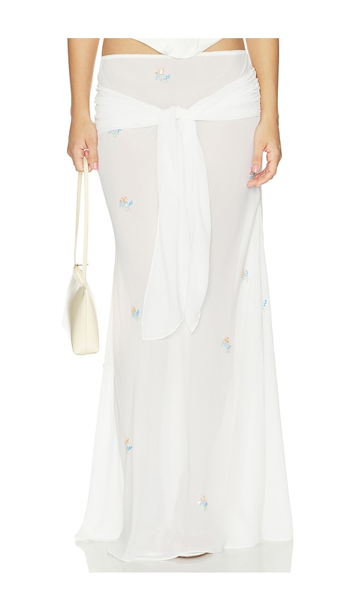 Anna October Oriana Maxi Skirt With Embroidery in Ivory. Size L. Also in M, S, XS.