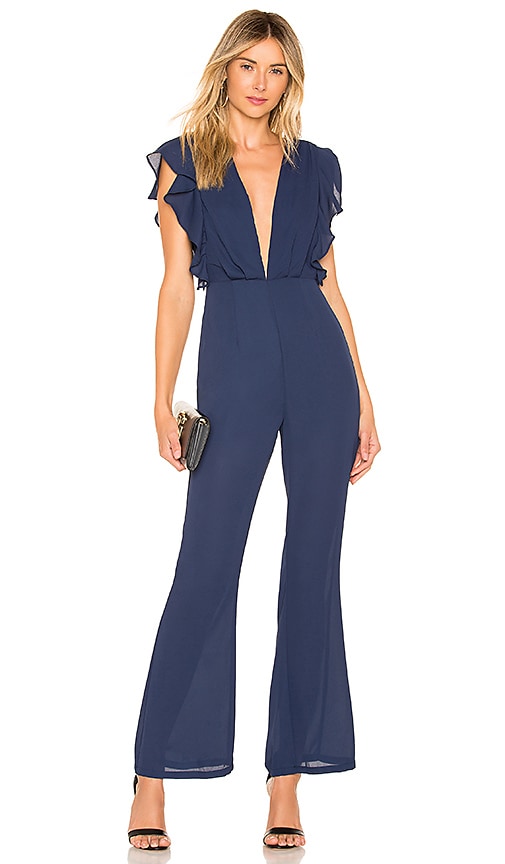 navy ruffle jumpsuit