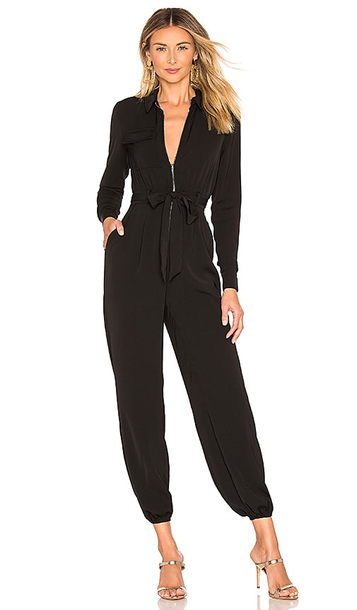 zip up black jumpsuit