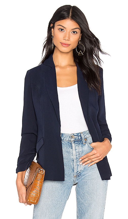 About Us Kylie Ruched Sleeve Blazer in Navy | REVOLVE
