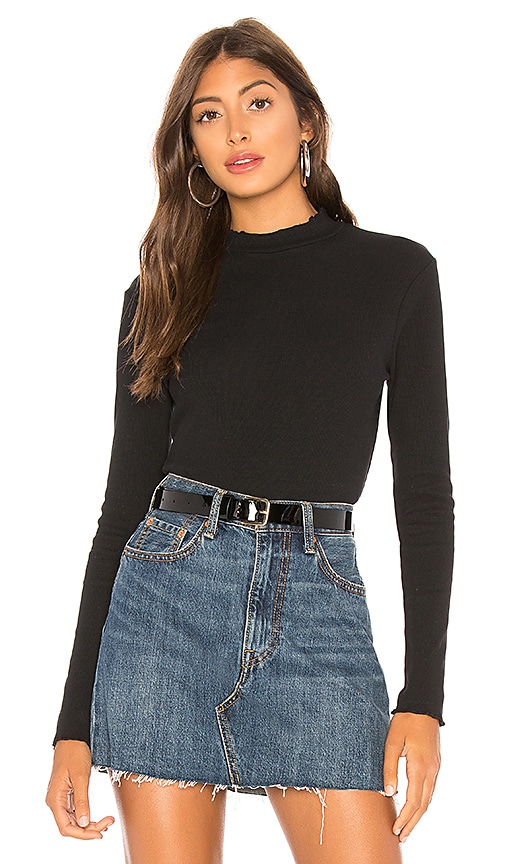 About Us Rylie Lettuce Trim Ribbed in Black | REVOLVE
