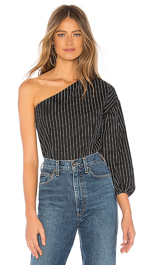 About Us Melenie Puff Sleeve Top in Black & White | REVOLVE