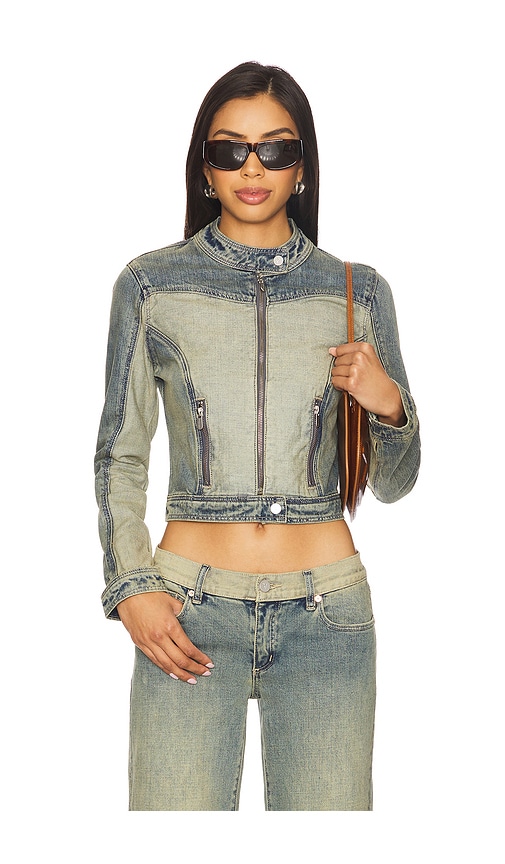 Roxie Denim Moto Jacket in Blue. - size L (also in M, S, XL, XS) - Abrand - Modalova