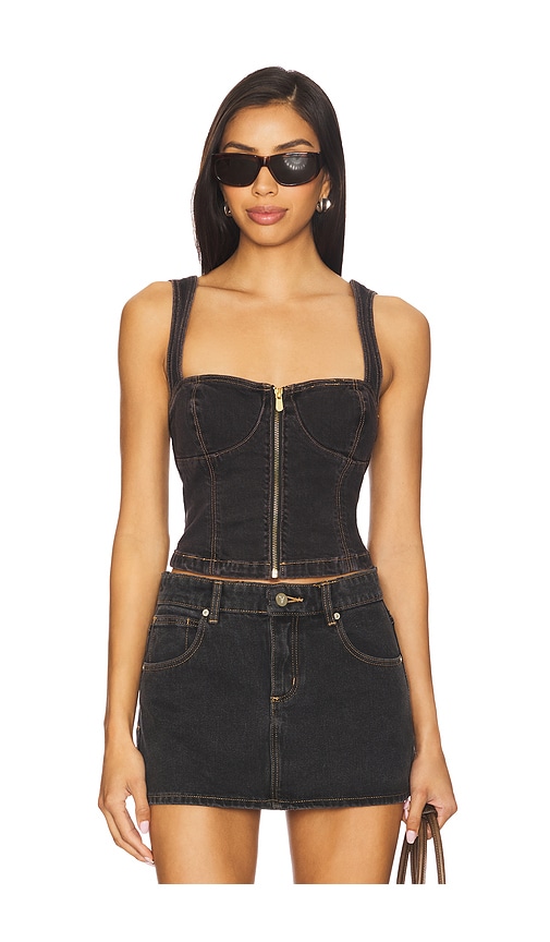 Cara Denim Top in Black. - size L (also in M, S, XS) - Abrand - Modalova