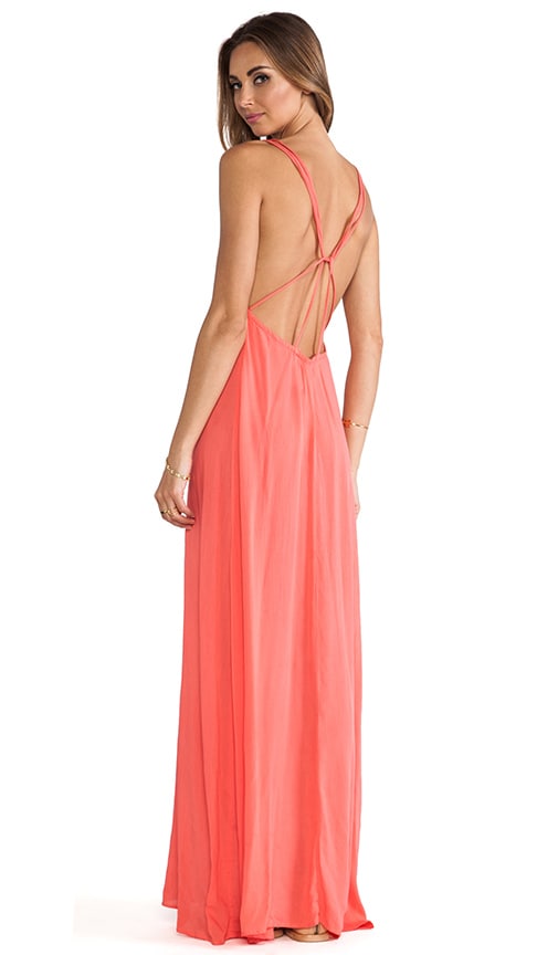 fleur du mal Crystal Low Back Midi Slip Dress in Rouge