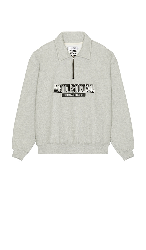 Anti Social Social Club Felt The Same Applique Quarter Zip In Gray
