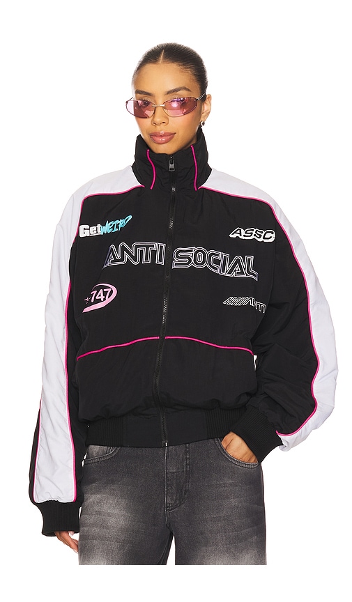 Racing Track Jacket in Black. - size XL/1X (also in L, M, S)