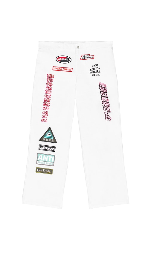 Anti Social Social Club Patched Up Racing Pants In White