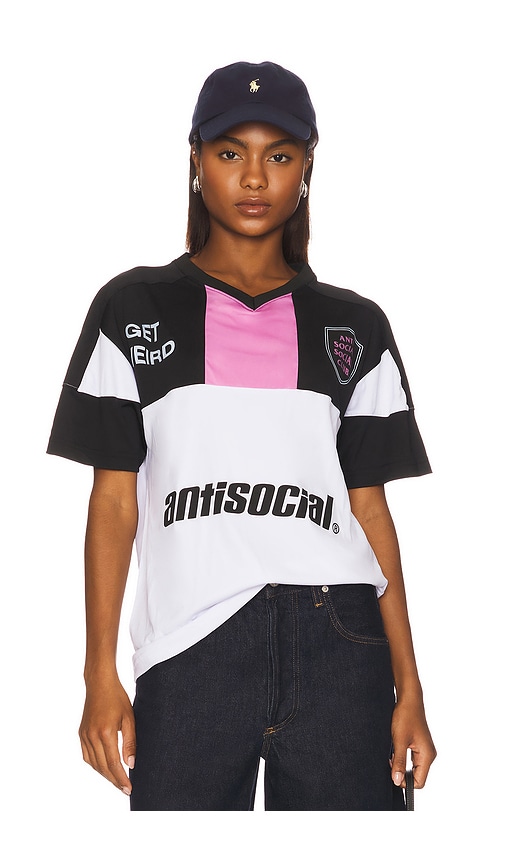 Get Weird Soccer Jersey in White. - size XL/1X (also in L, M, S)