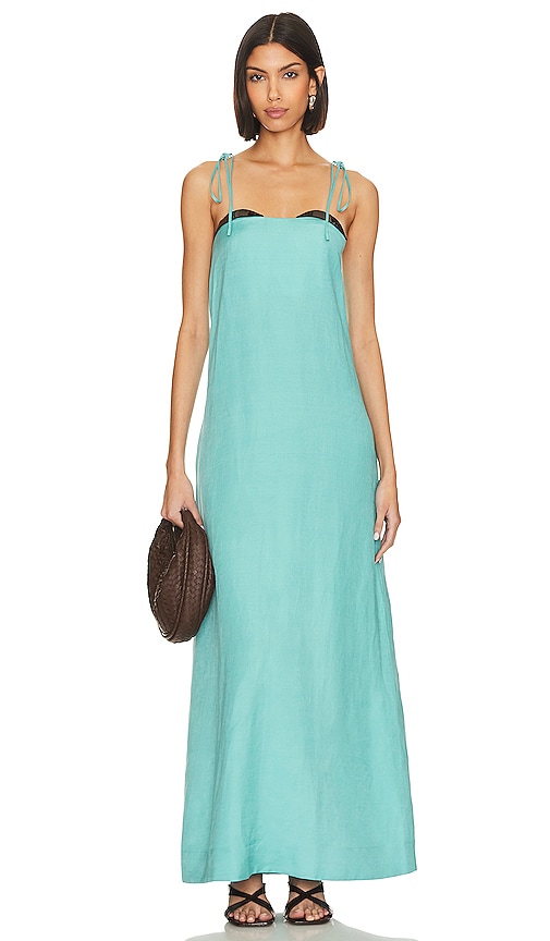 Adriana Degreas Vintage Orchid Maxi Dress In Turquoise