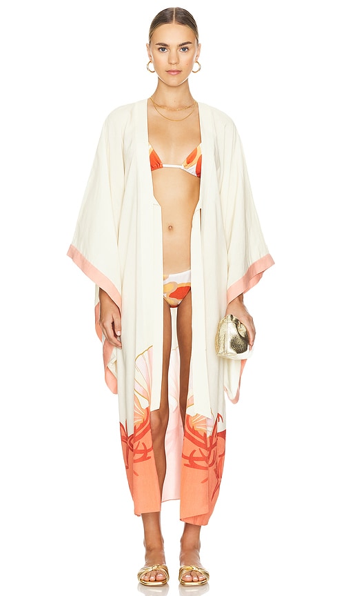 Shop Adriana Degreas Seashell Maxi Long Robe In 碎花