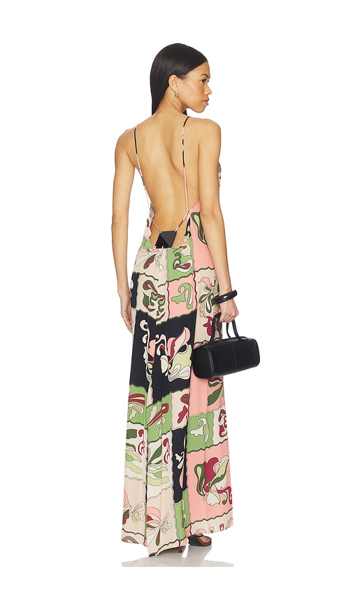 ADRIANA DEGREAS Inamorata Bare Back Maxi Dress in Green
