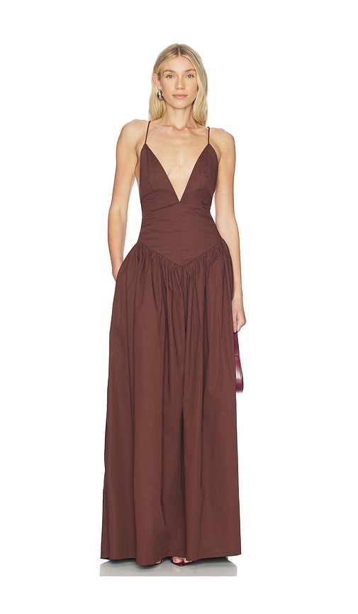 ADRIANA DEGREAS Opulence Deep-V Maxi Dress