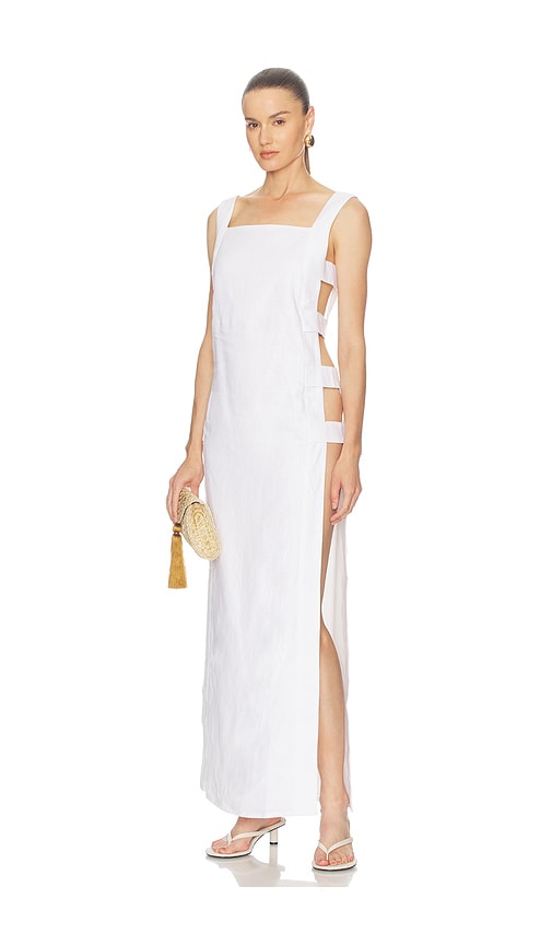 ADRIANA DEGREAS ROBE MAXI LINEN CAGE COVERUP en White Taille M Also en S L 644$
