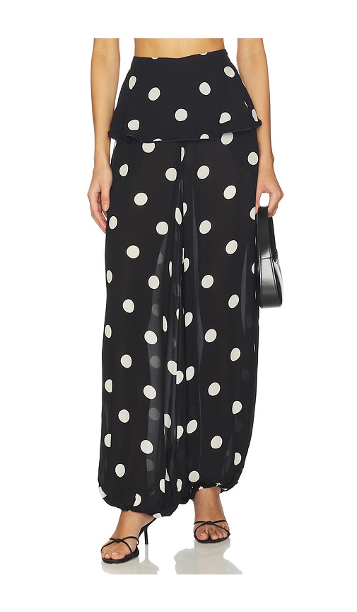 ADRIANA DEGREAS Polka Dot Peplum Pants