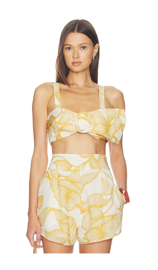 ADRIANA DEGREAS Foliage Bralette Top in Yellow. Size S. Also in XS, M, L.