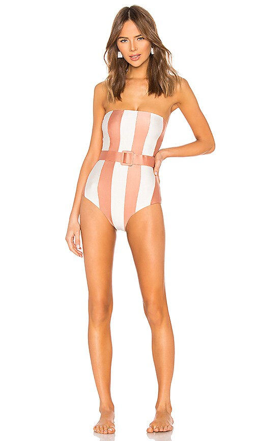 Porto Striped Strapless Swimsuit