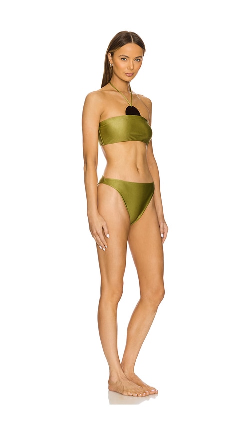 ADRIANA DEGREAS Mobile Applique High-leg Bikini Set in Olive