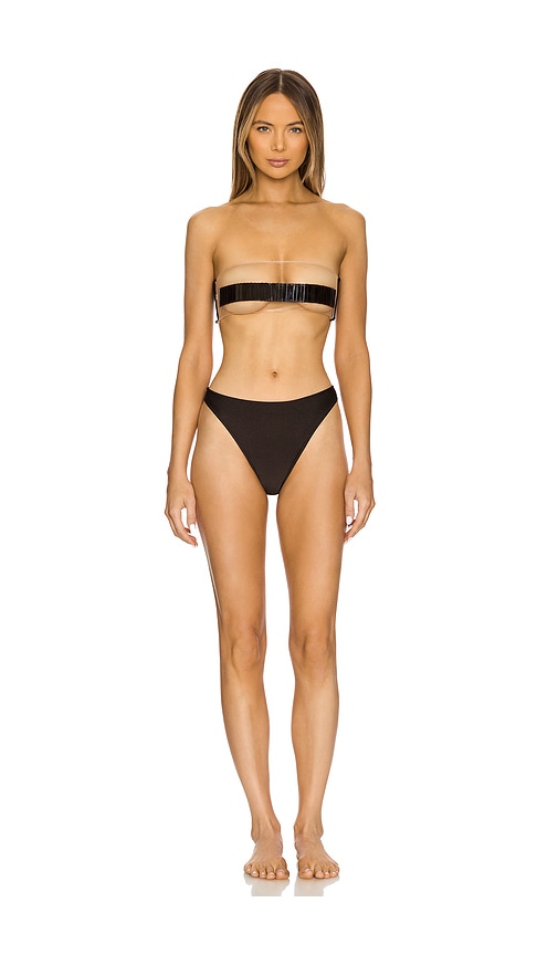 ADRIANA DEGREAS x REVOLVE Tulle Bandeau Bikini Set in Brown