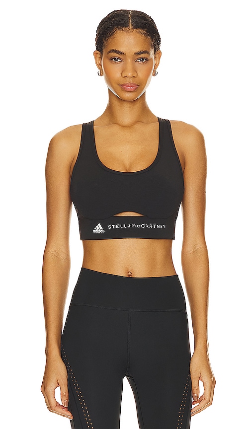 adidas by Stella McCartney Truestrength Yoga Medium Support Sports Bra in  Black & White