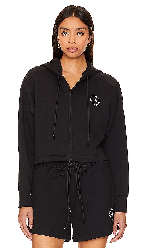 Shop Adidas By Stella Mccartney Sportswear Cropped Hoodie In 黑色