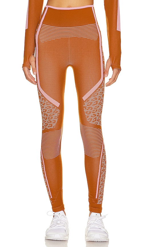 adidas by Stella McCartney True Strength Seamless Yoga Legging in Dark  Caramel, Dove Grey & Semi Glow Pink
