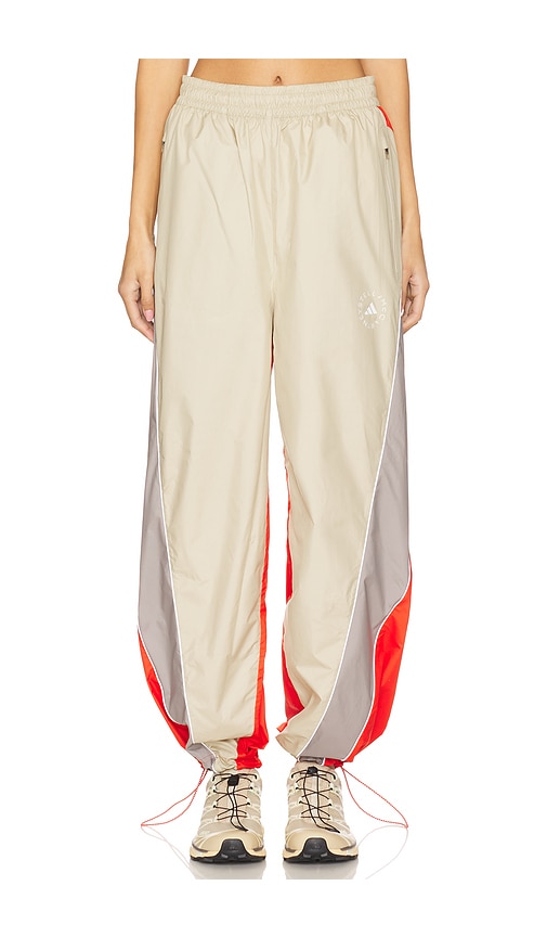 Adidas By Stella Mccartney Panelled Track Pants In Desert Sand & Active Red