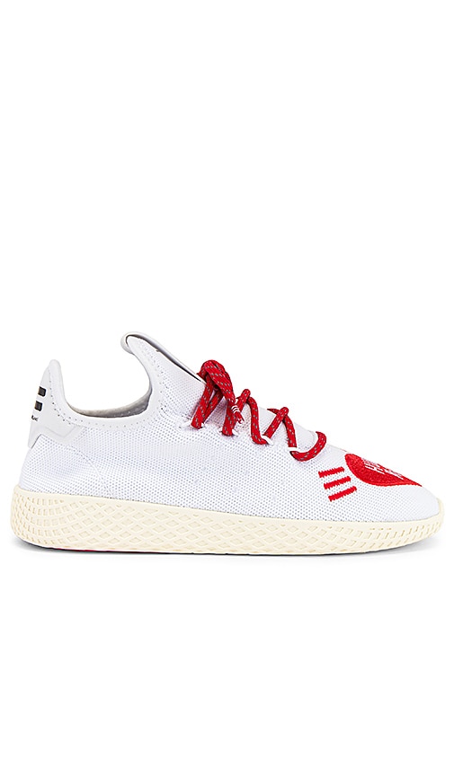 adidas x Pharrell Williams Tennis Hu Human Made Sneaker in White & Scarlet