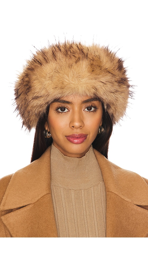 Shop Adrienne Landau The Esme Faux Fur Hat In Oak Buff