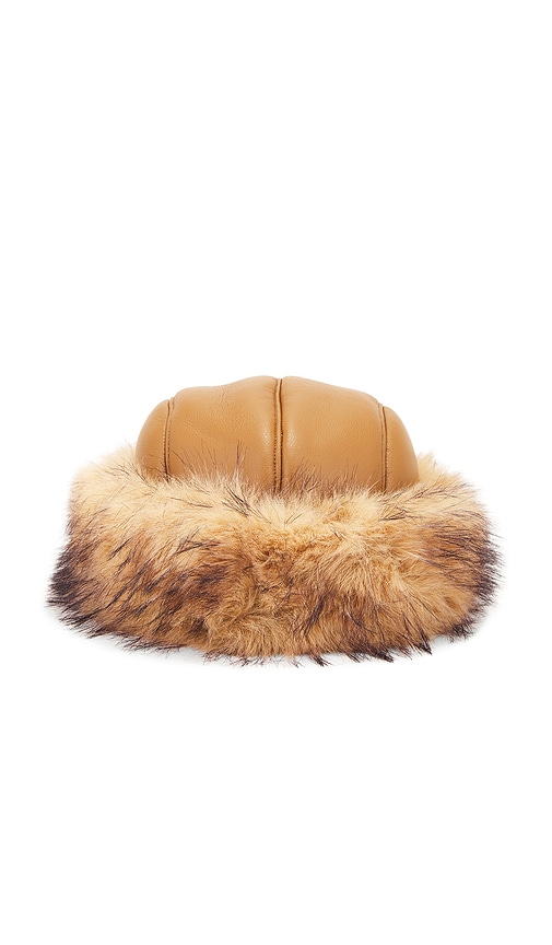 Shop Adrienne Landau The Esme Faux Fur Hat In Oak Buff