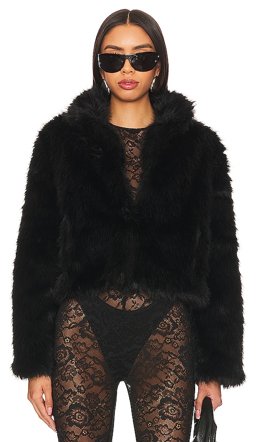 Shop Adrienne Landau Faux Fox Fur Jacket In Black