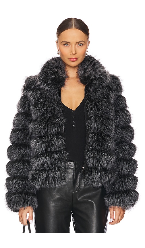 Adrienne Landau The Landau Faux Fur Jacket in Smoked Pearl