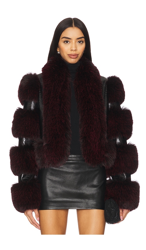 Adrienne Landau Alessia Jacket In Burgundy