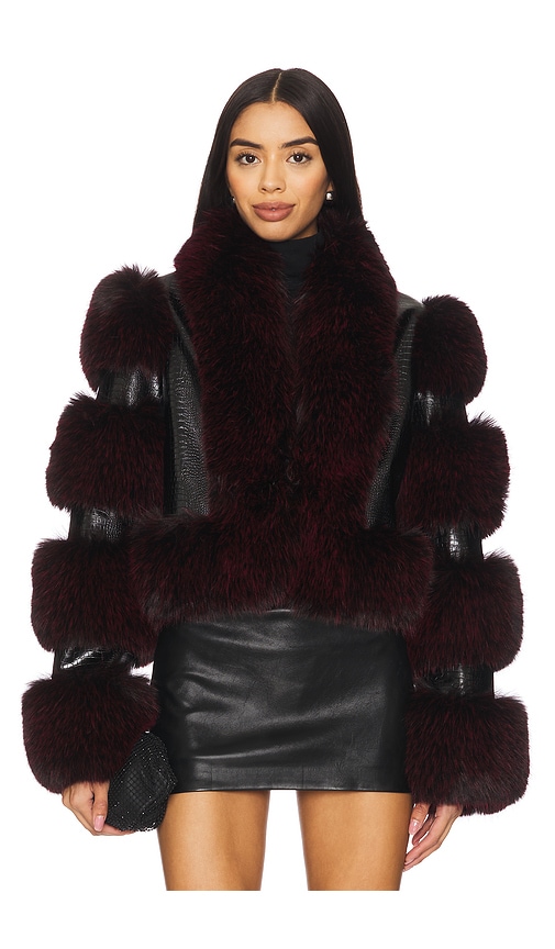 Adrienne Landau Alessia Jacket In Burgundy