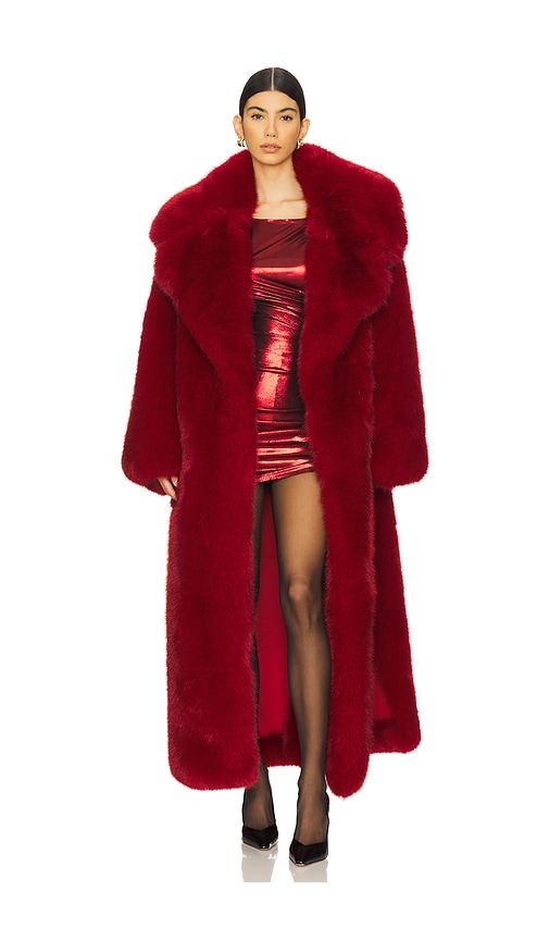 Adrienne Landau FAUX FUR WITH HOOD コート - Goji Berry | REVOLVE