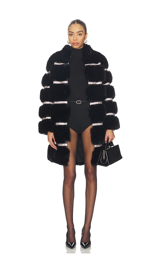 Adrienne Landau Diamond Luxe Coat in Jet Black | REVOLVE