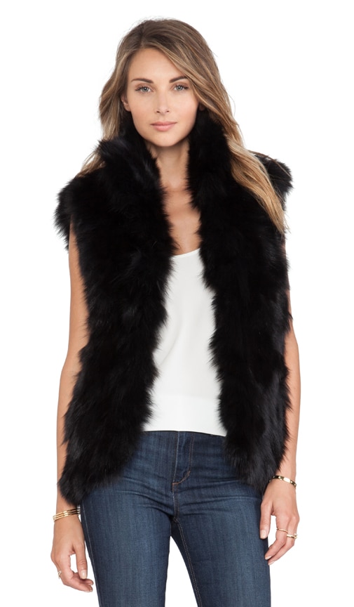 Adrienne Landau Fox Fur Vest in Black