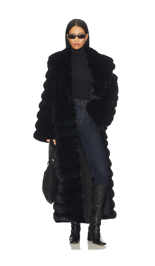Adrienne Landau Chinchilla Full Length Coat In Black