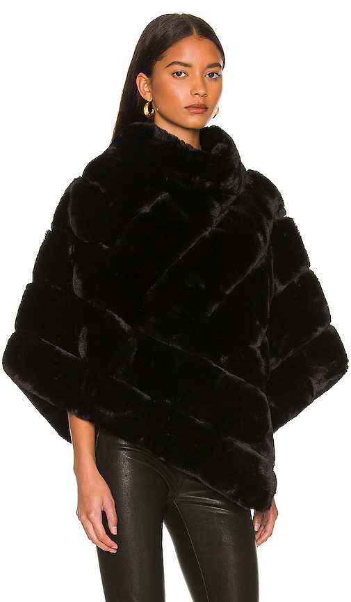 Shop Adrienne Landau Faux Fur Wrap In 黑色
