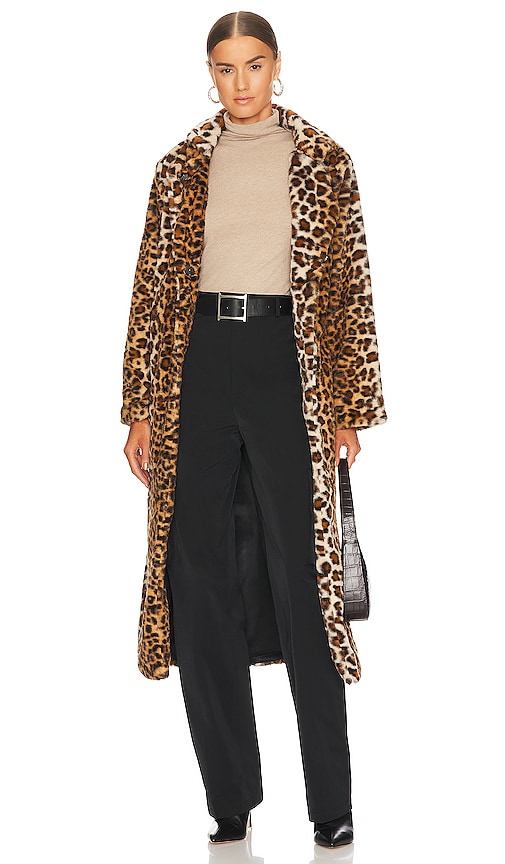 Adrienne Landau Faux Fur Coat In Dyed Leopard