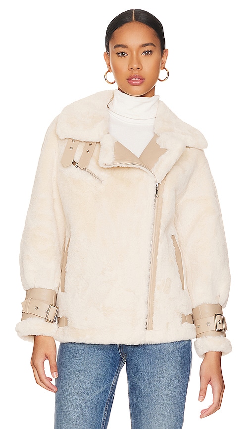 Shop Adrienne Landau Faux Fur Jacket In Ivory