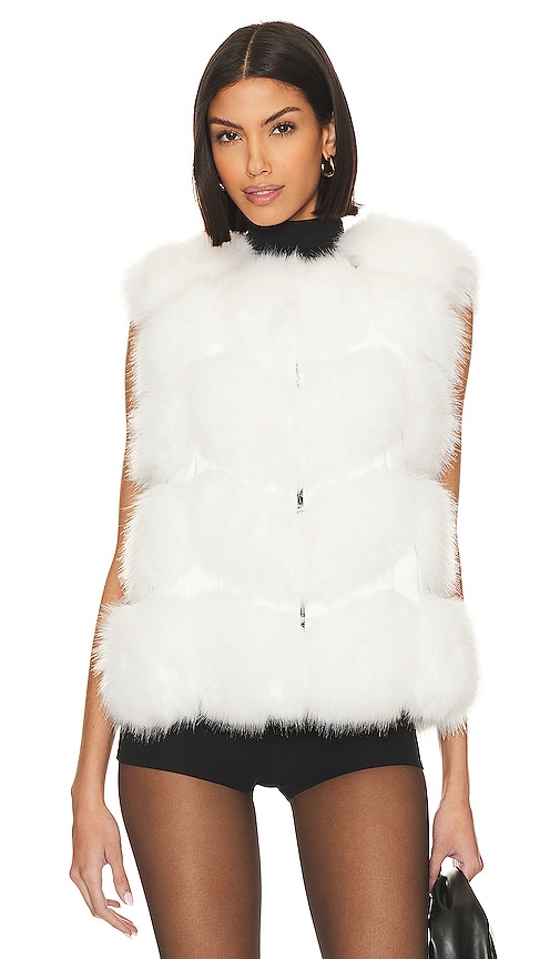 Shop Adrienne Landau Faux Fur Vest In White