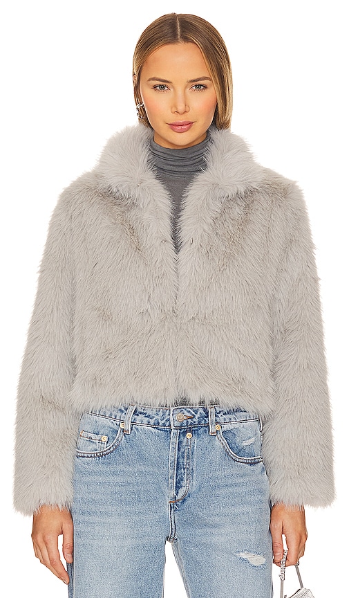 Shop Adrienne Landau Faux Fox Fur Jacket In Light Grey
