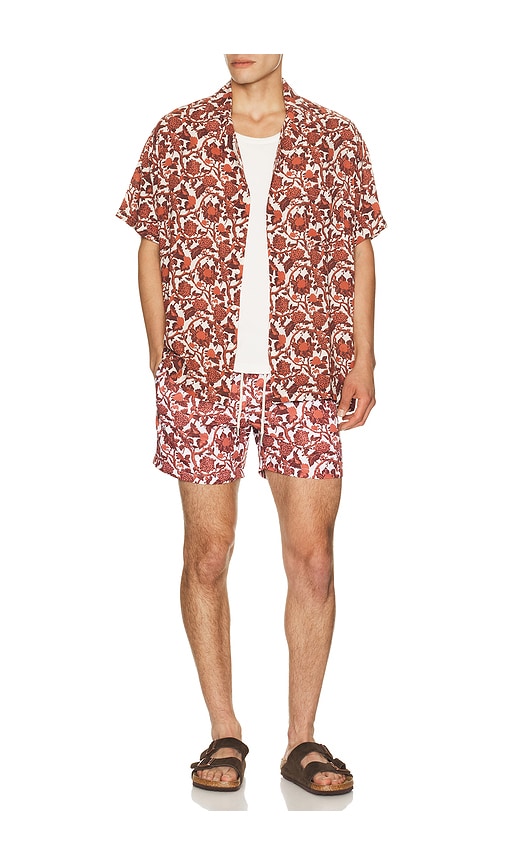  Arrels Barcelona Kabak X Lazaro Rosa-violan Camp Collar Shirt In Eco Red In Red. Taglia S. Also In M, L, Xl/1x. 