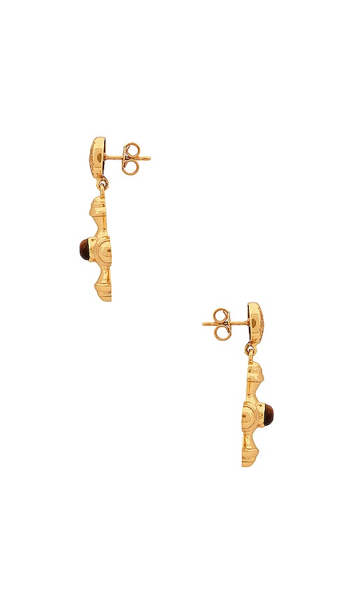 Shop Aureum Aurora Earrings In 24k Gold Vermeil & Tiger Eye Stone