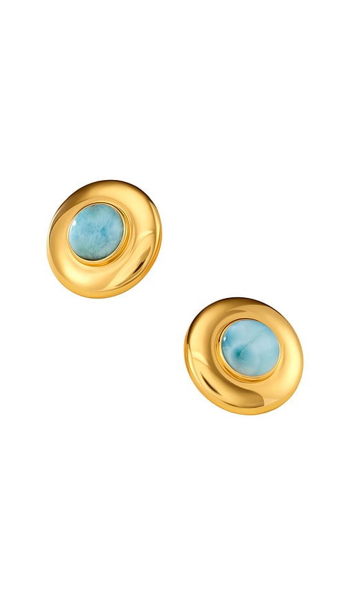 AUREUM Iris Earrings in Gold & Larimar Stone