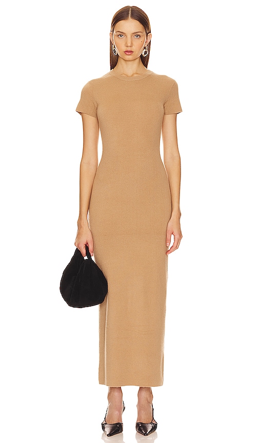 AEXAE T Shirt Midi Dress in Tan